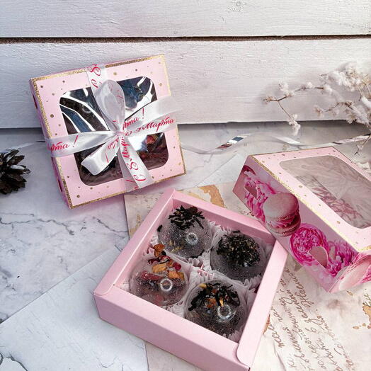 Подарочный набор женский из 4 чайных бомбочек, 14 февраля