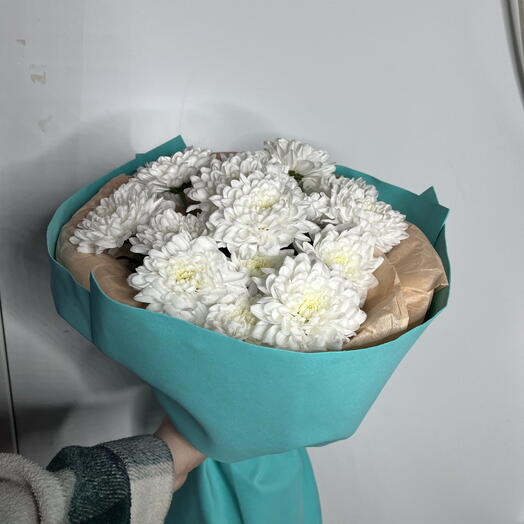 Моно из 3 белых хризантем кустовых