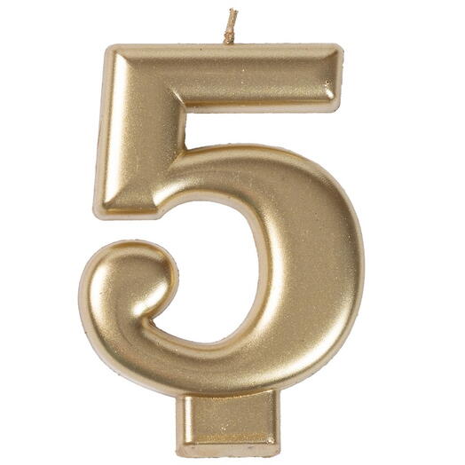 Свеча -цифра "5" Золотая