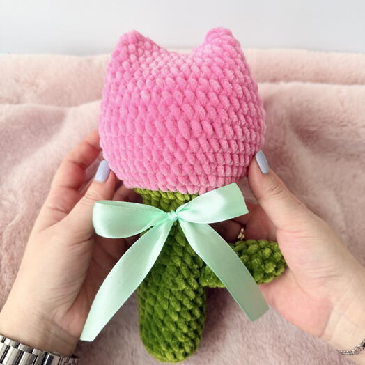 Вязаный тюльпан , тюльпан ручной работы 24 см🌷