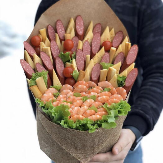 Букет из креветок, комбо мужской букет, съедобный букет, вкусный букет N14
