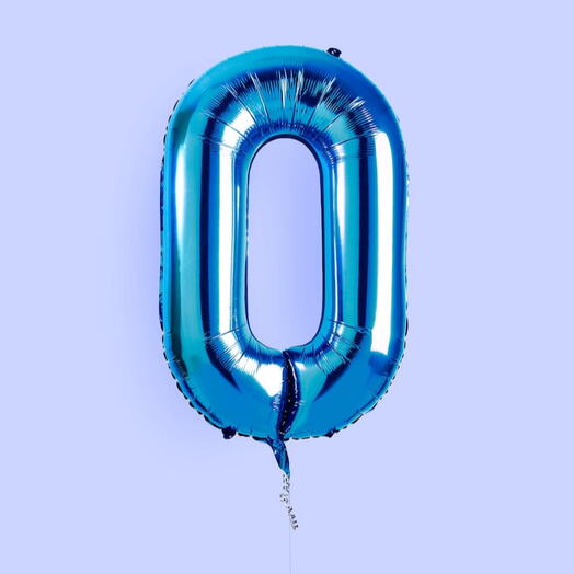 Фольгированная цифра «0» в синем цвете, 102 см