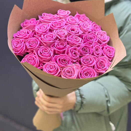 Розовые розы аква 39шт