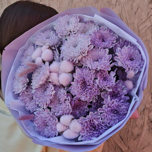 Букет"Сиреневое облачко"из кустовых хризантем 💜от цветочной студии Сантини