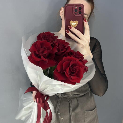 Моно букет с бордовой французской розой 🌹🌹🌹
