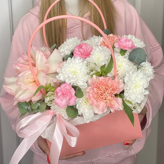 🌸Сумочка Bloom room, французская Роза, диантус, альстромерия, хризантема