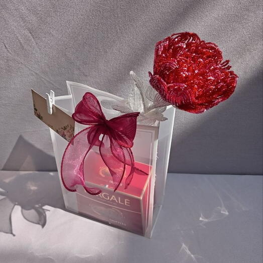 Everlasting beaded Piony from Exclusive ICE collection Gift set Подарочный набор Пион из бисера Ледяная коллекция