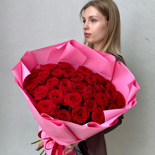 Красные розы 29 штук, Ред Наоми, арт 29 Flower Perfect