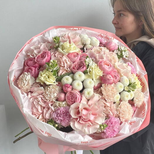 Зефирный букет с розами Pink Mondial