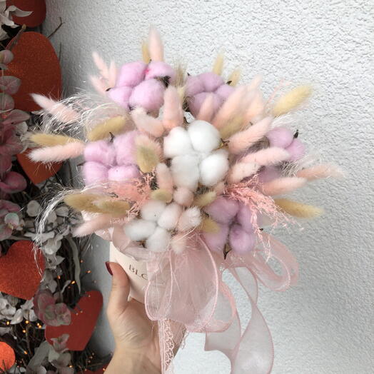 Композиция из сухоцветов Bloom room 🌸 лагурус, мискантус, хлопок