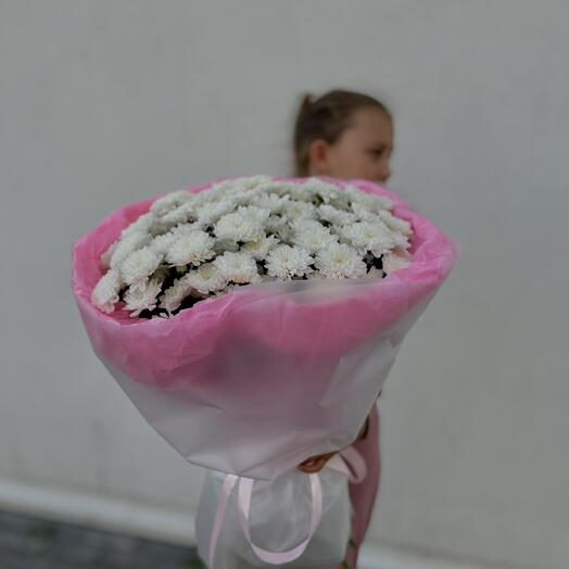 Большой букет хризантемы кустовой Алтай 15шт