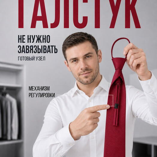 Галстук красный мужской узкий регат с готовым узлом на затяжке в полоску