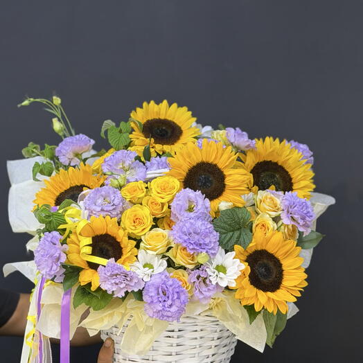 Корзина 🌻подсолнух🌻 из лизиантус🌻🌻