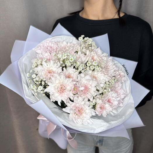 Букет хризантема/гипсофила🌸