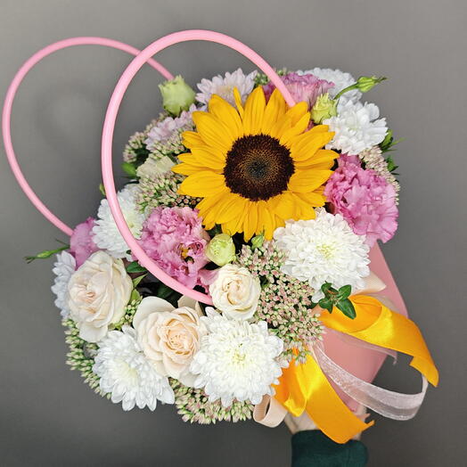 Композиция в сумке с подсолнухом 🌻
