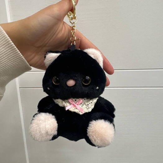 Мягкий брелок Черный кот 10 см / Плюшевый котенок сувенир