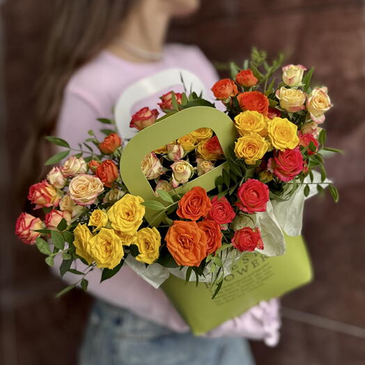 Сумочка из стойких кустовых роз «Осенний Париж» 🍁💫