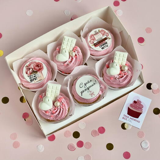 Капкейки на день рождение 🩷 набор из 6 штук🧁