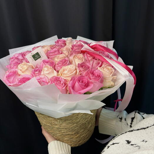 Корзинка из 41 розы🌹