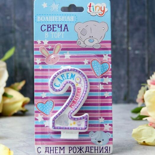 Свеча в торт цифра 2, Me To You, 7,5 х 15 см
