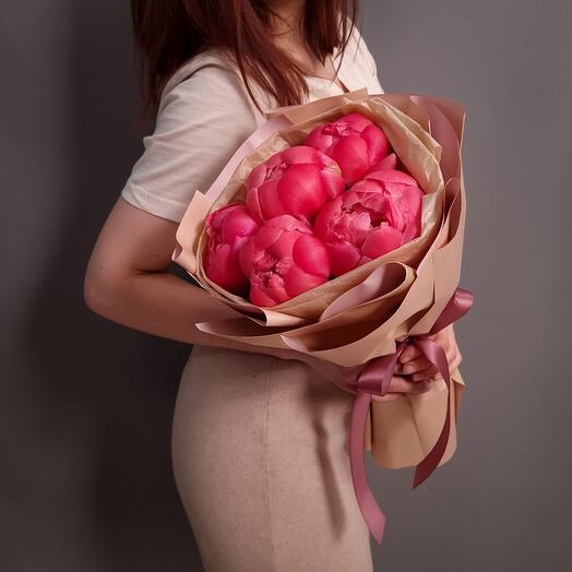 5 Peonies Coral Charm