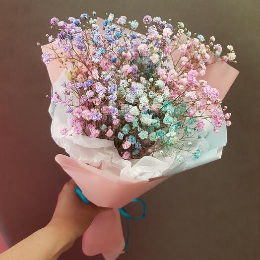 Rainbow gypsafila with a small bouquet