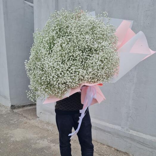 Giant bouquet of white gypsophila
