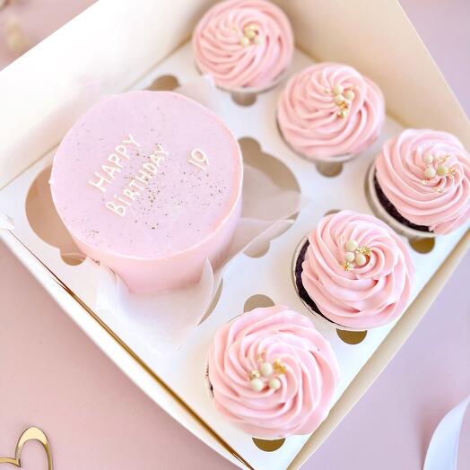 Бенто торт с капкейками/Happy birthday