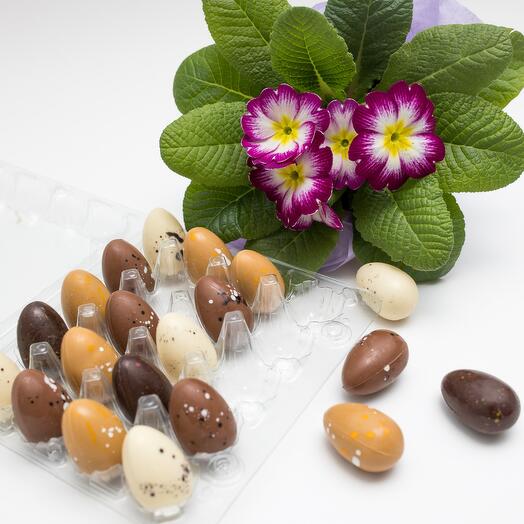 Ассорти двадцать шоколадных перепелиных яиц с пралине и драже
