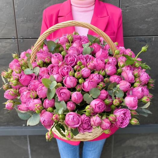 Basket with peony rose premium