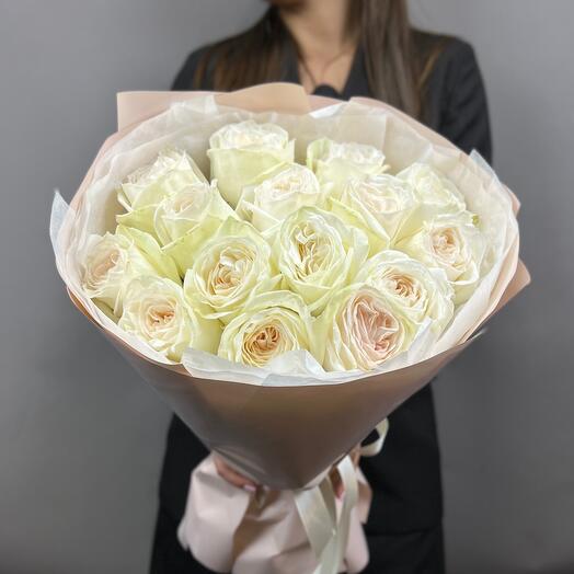 St bouquet 19 из 15 пионовидных роз сорта white o hara