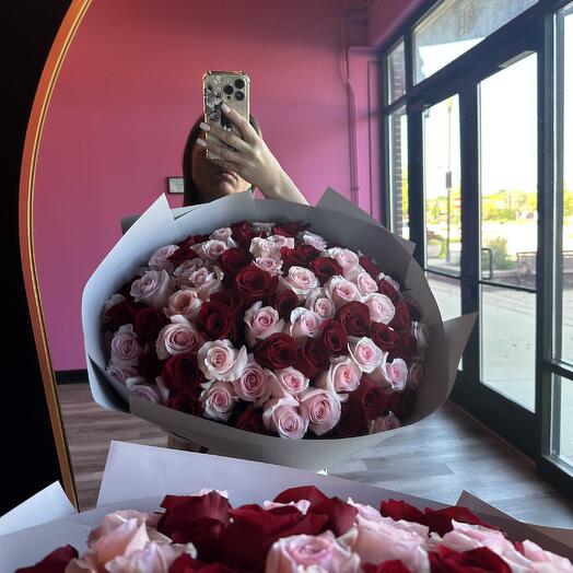 50 Red and pink roses