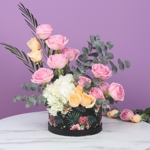 Pastel Flowers in Floral Printed Box