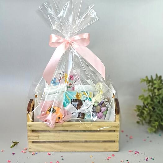 Set de regalo de té y dulces plantador de madera