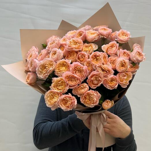 Кустовая пионовидная роза Джульетта, 13 штук