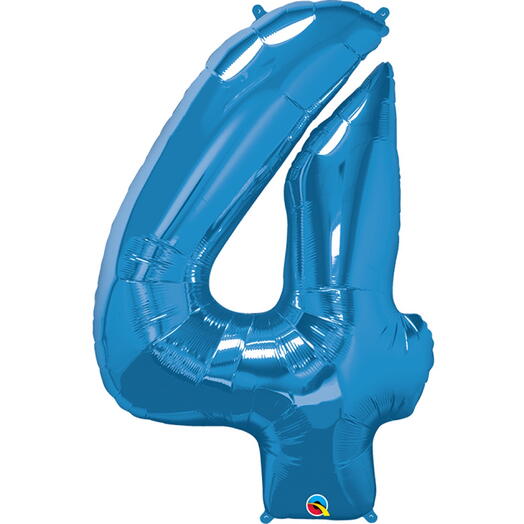 Blue Number Four Helium Balloon