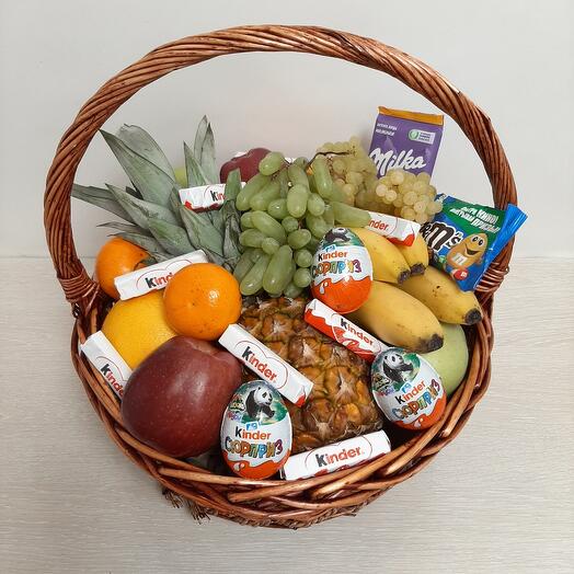 Fruit basket with sweets