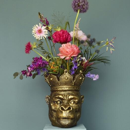 Monkey planter head Kong, gold