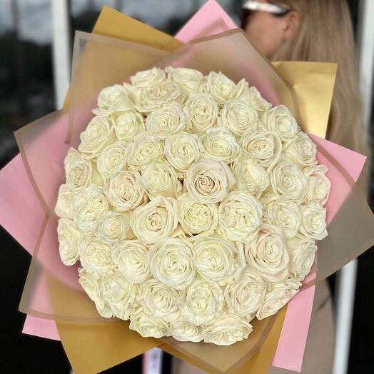 Bouquet of white roses 51 pieces
