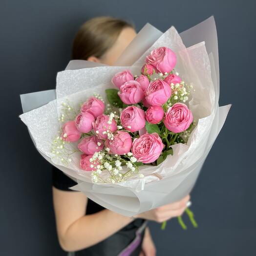 Минимальстичный бело-розовый букет🌸 (50244)