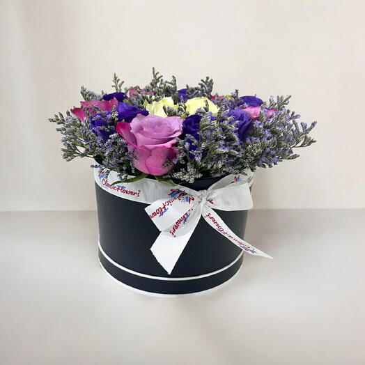 Elegant Purple Rose   Lisianthus Bouquet in Black Box