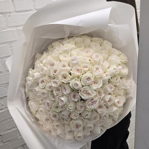 Огромный букет из 123 белой розы 🌹