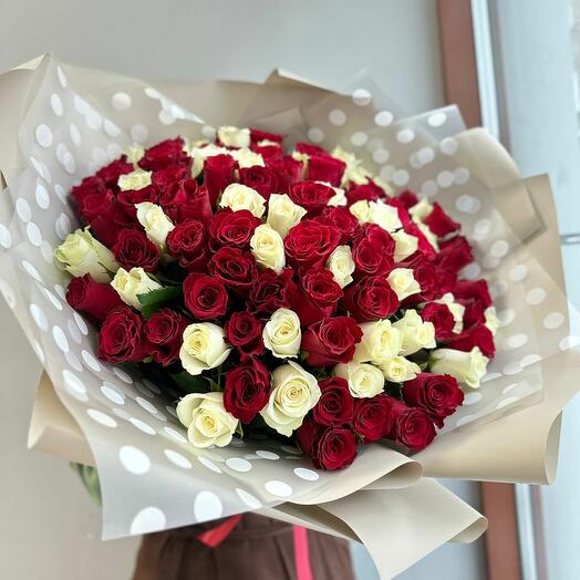 -20%АКЦИЯ🌹Монобукет из 101 розы "Эмоции любви"/Роза Кения/роза кенийская/Цветы в Уфе/Доставка цветов Уфа/Цветы Уфа