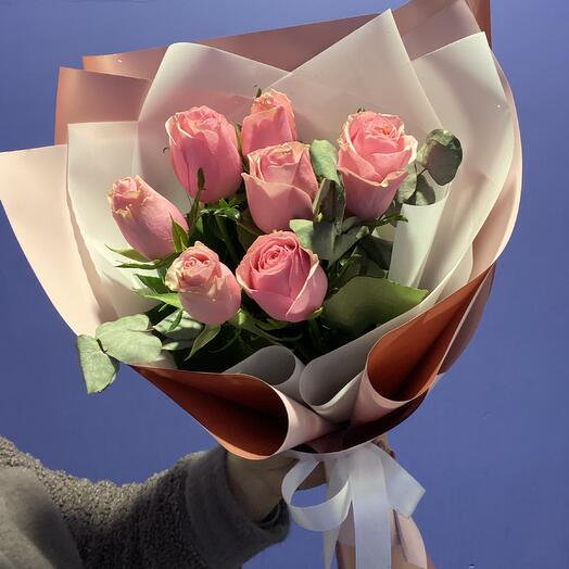 Комплимент | 7 Кенийских роз🌹| Цветы в Новокузнецке| доставка цветов Новокузнецк