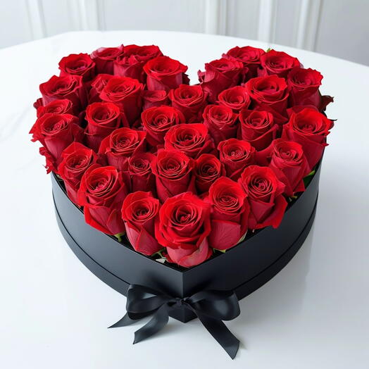 Valentines Day Red Roses Premium Heart Box