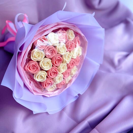 27 rosas de chocolate blanco