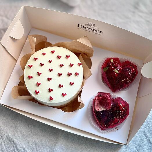 Набор из бенто торта 450 гр и двух чайных бомбочек «Моя любовь»