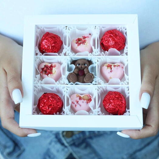 Шоколадный набор с мишкой, 14 февраля, конфеты