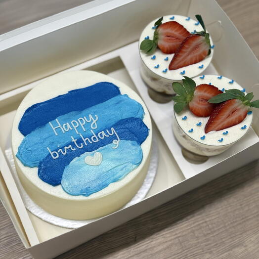 Бенто-торт MAXI+трайфла «Happy birthday🤍»