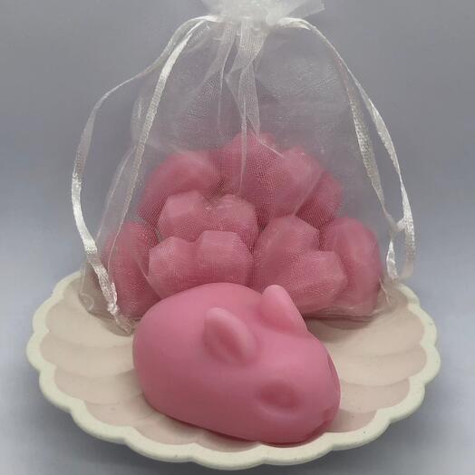 Подарочный набор мелтсов, аромавоска, waxmelts розовый
